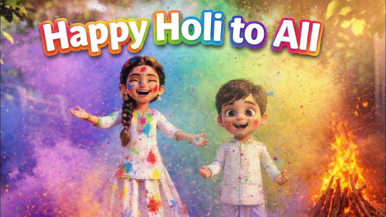 Holi Festival 🎉 | Holika Dahan Story & Meaning | Kids Learning Video in Hindi ✨