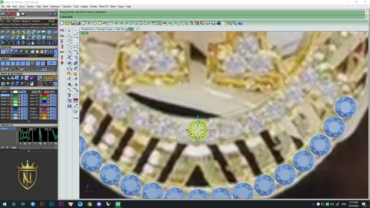 Draw an H pendant with Matrix 9 - Nam 3D