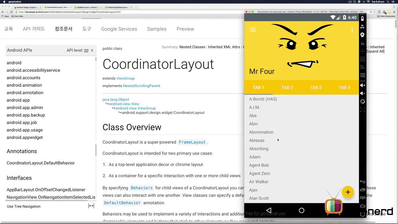 Android CoordinatorLayout + NavigationView + FAB + TabLayout + Parallax Scrolling HD