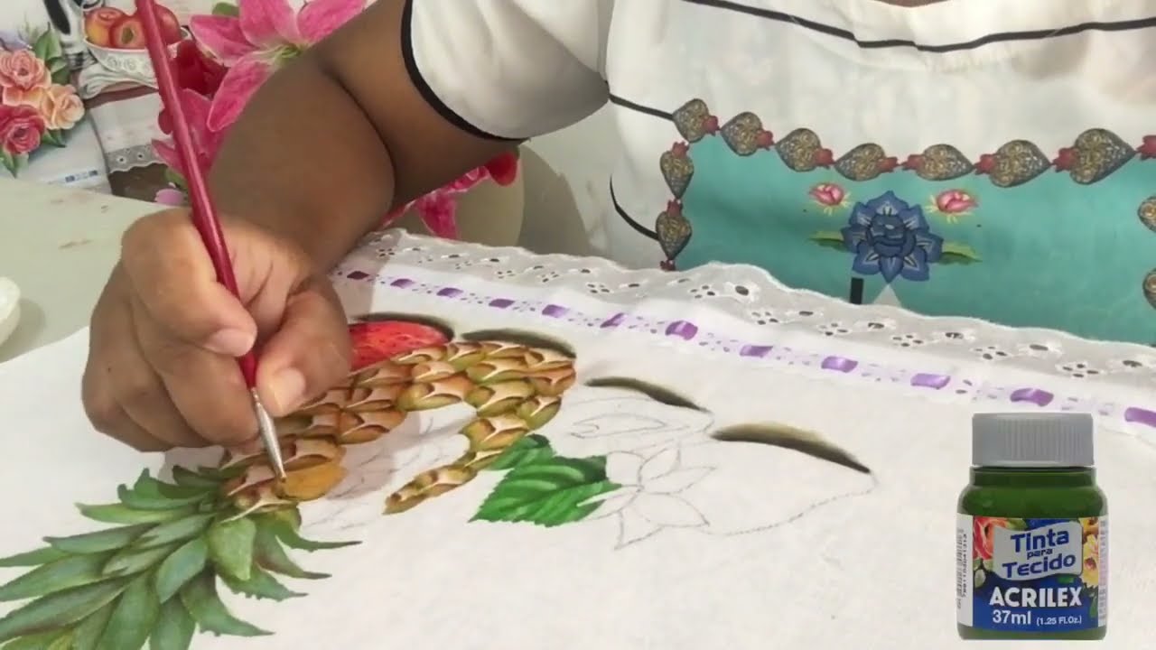 Como pintar abacaxi de uma forma simples @Jannypinturaemtecido