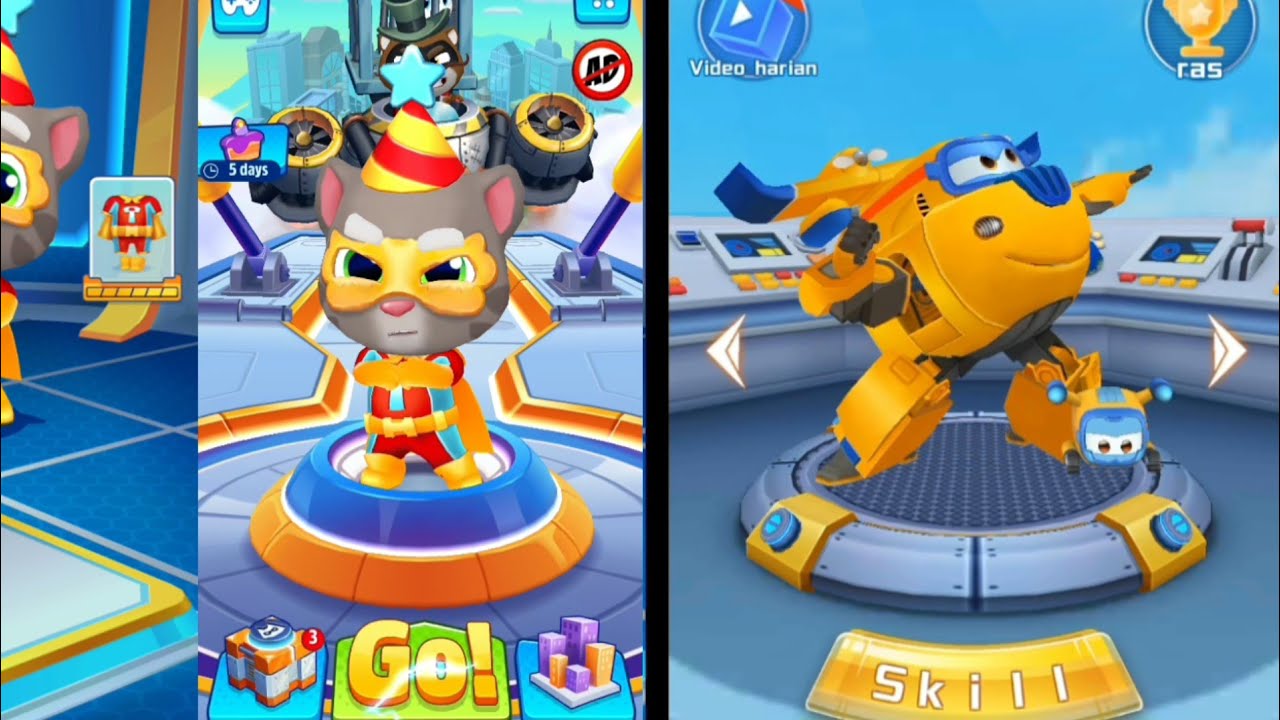 talking tom hero dash game - tom vs boss Racoon vs SuperWings : Jett Run Donnie #superwings