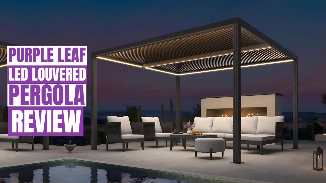 Purple Leaf LED Louvered Pergola Review | Aluminum Frame, Adjustable Roof & LED Lights