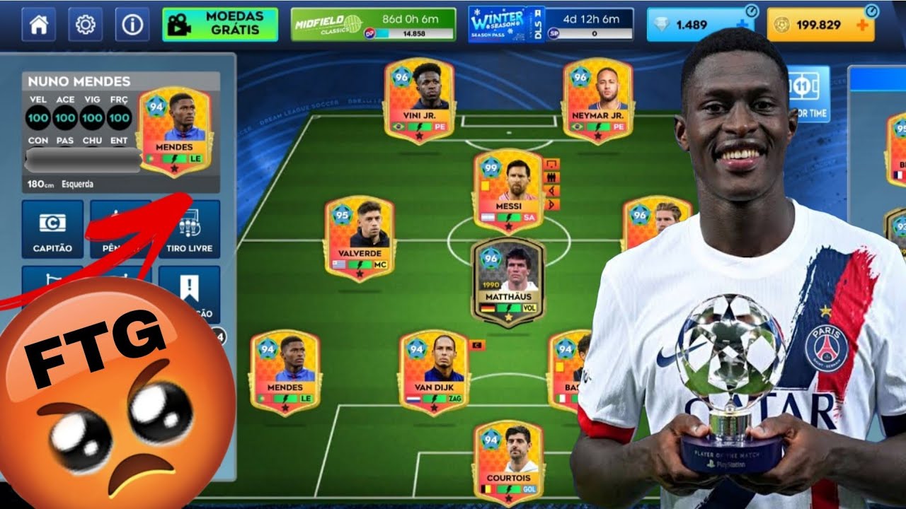 DLS 26 Como Upar o Nuno Mendes NO Dream League Soccer 2026