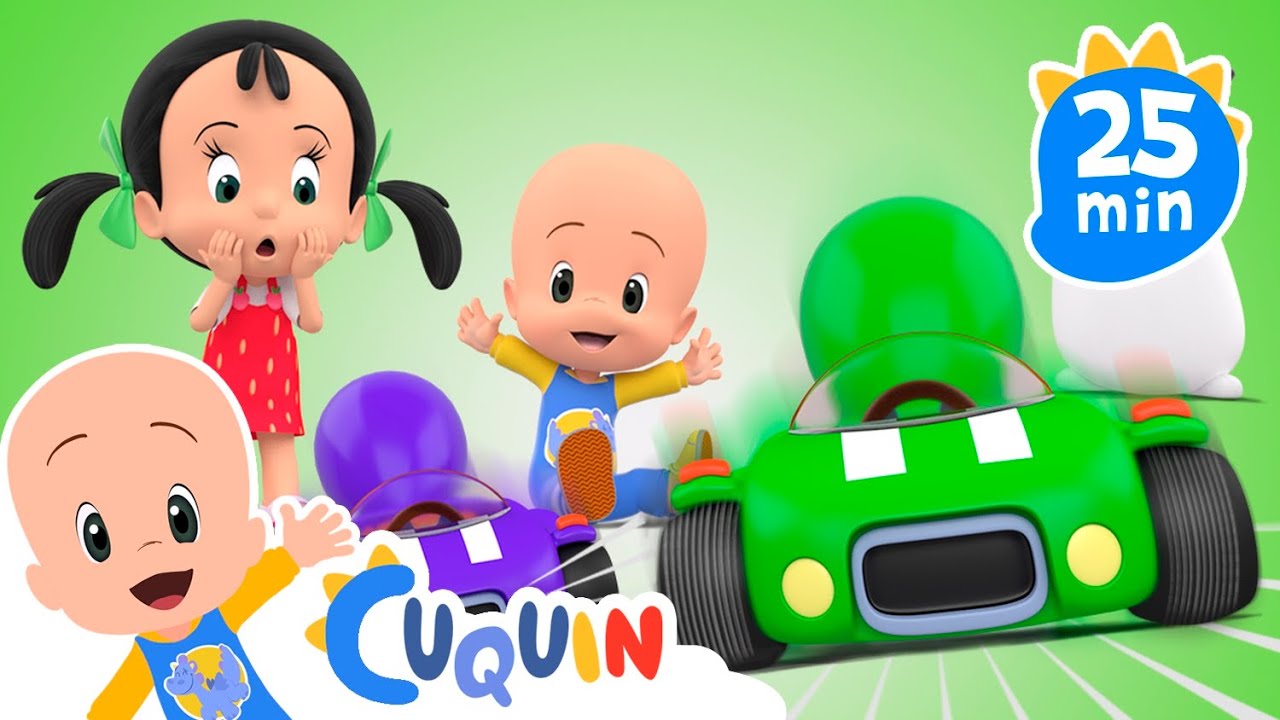 La carrera de los coches globo | ¡Plastilina de colores! Aprende los animales con Cuquín