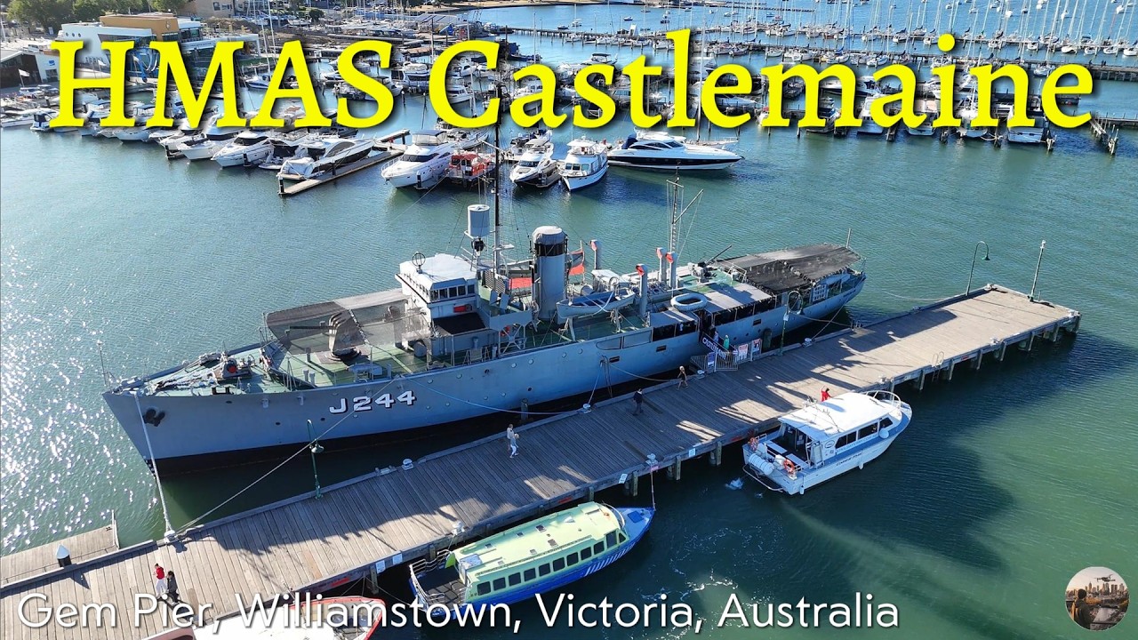 HMAS Castlemaine from the air, Williamstown, Victoria, Australia