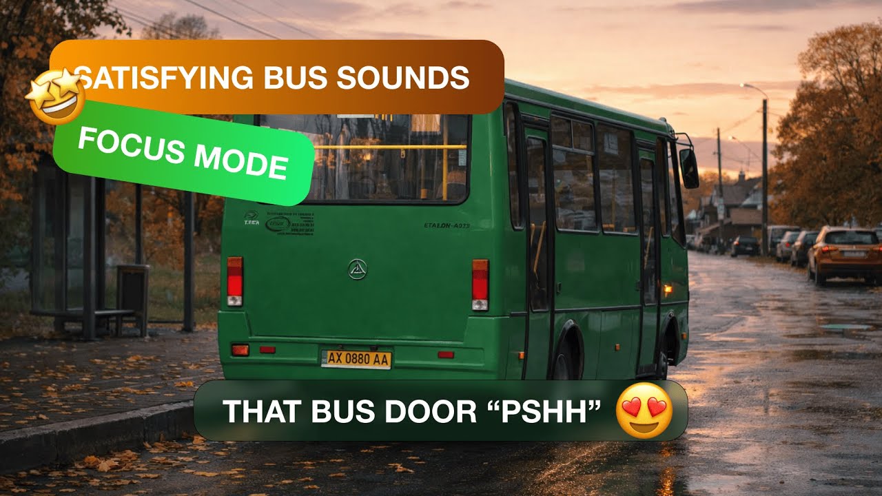 Bus Vibe ASMR | Squeaky Brakes + “Pshh” Air Doors + Engine Start + Passenger Chatter (Real Ambience)