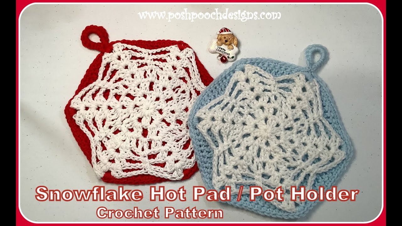 Learn To Crochet The Snowflake Hot Pad / Pot Holder Crochet Pattern #crochet #crochetvideo