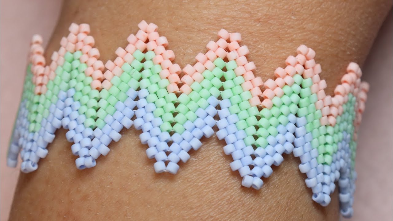 Beading zig zag bracelet alleen with seedbeads / Easy beading tutorials