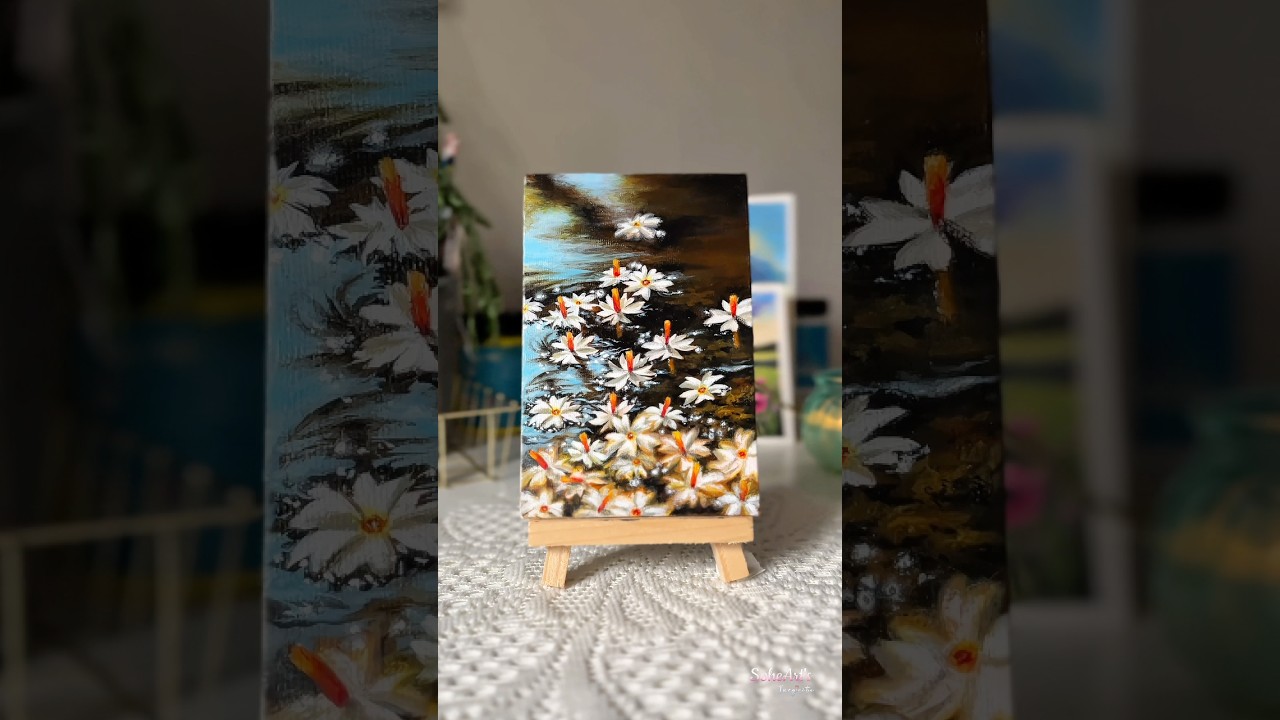 Night flowering jasmine (Parijat/shiuli flower) Acrylic painting tutorial🤍 
