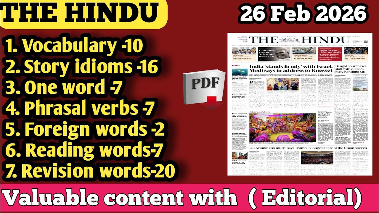 The Hindu 26 feb 2026 vocabulary|| Hindu editorial analysis|| Hindu best words 
