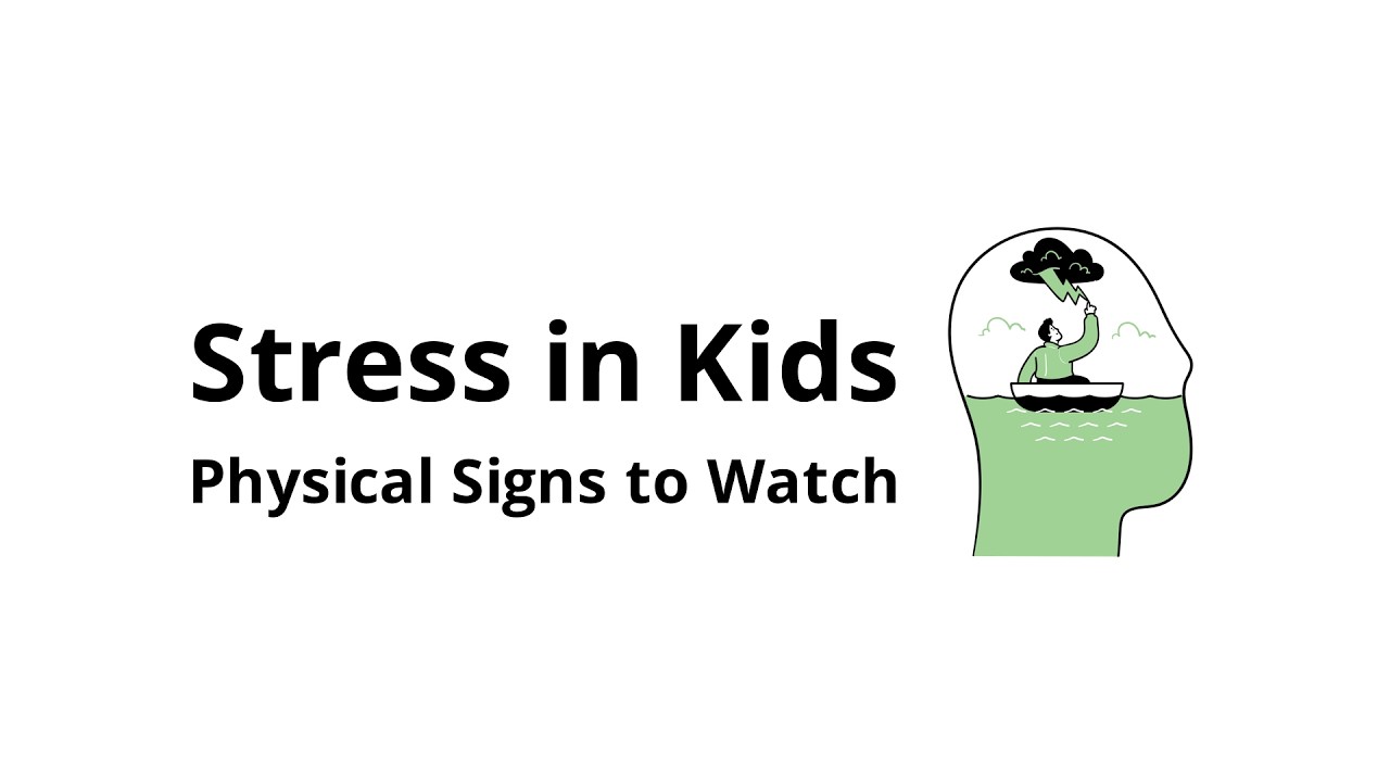 How does stress show up physically in kids?