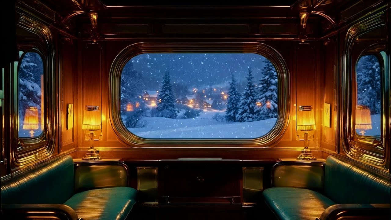 Snowy Night Train Journey ❄️ Relaxing Train Sounds for Sleep, Study & Stress Relief