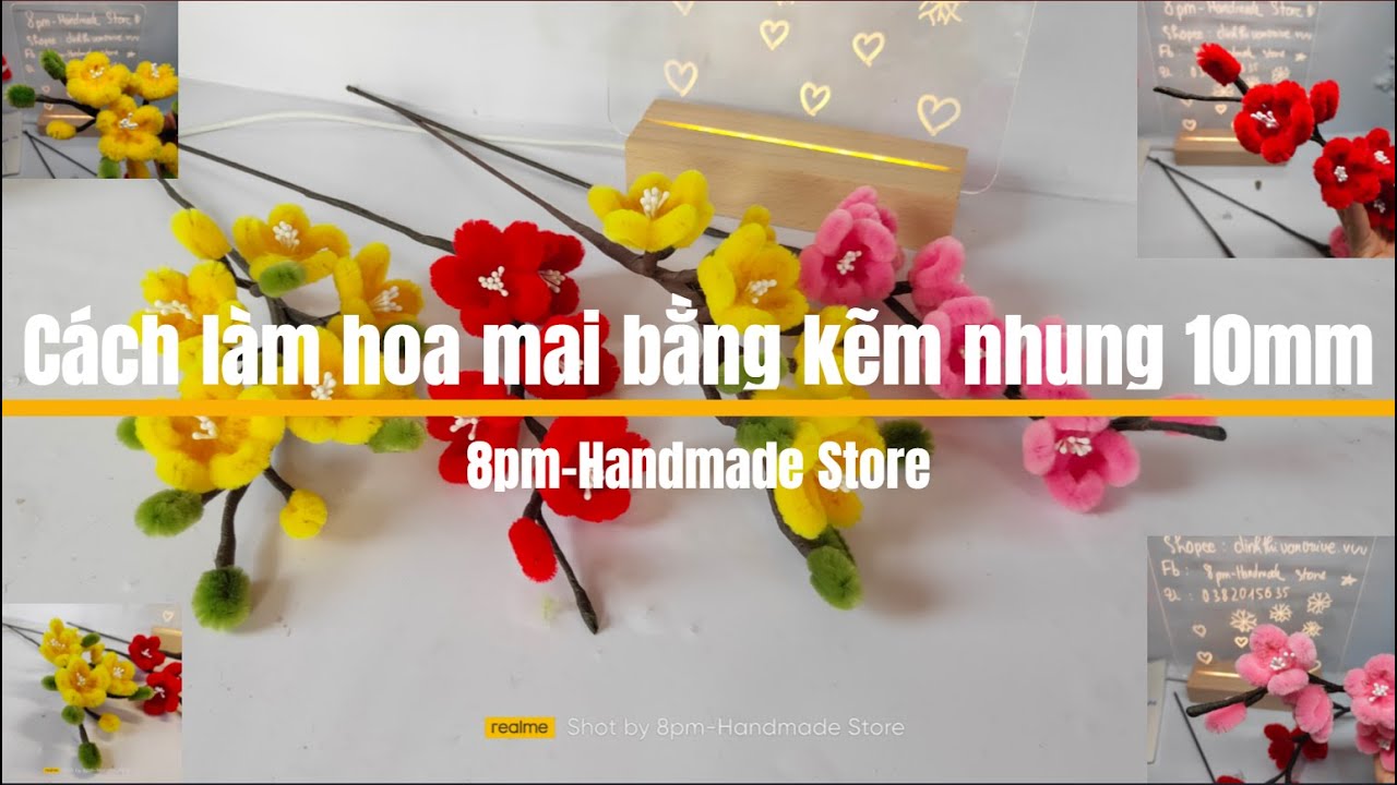 Cách làm hoa mai bằng kẽm nhung 10mm
