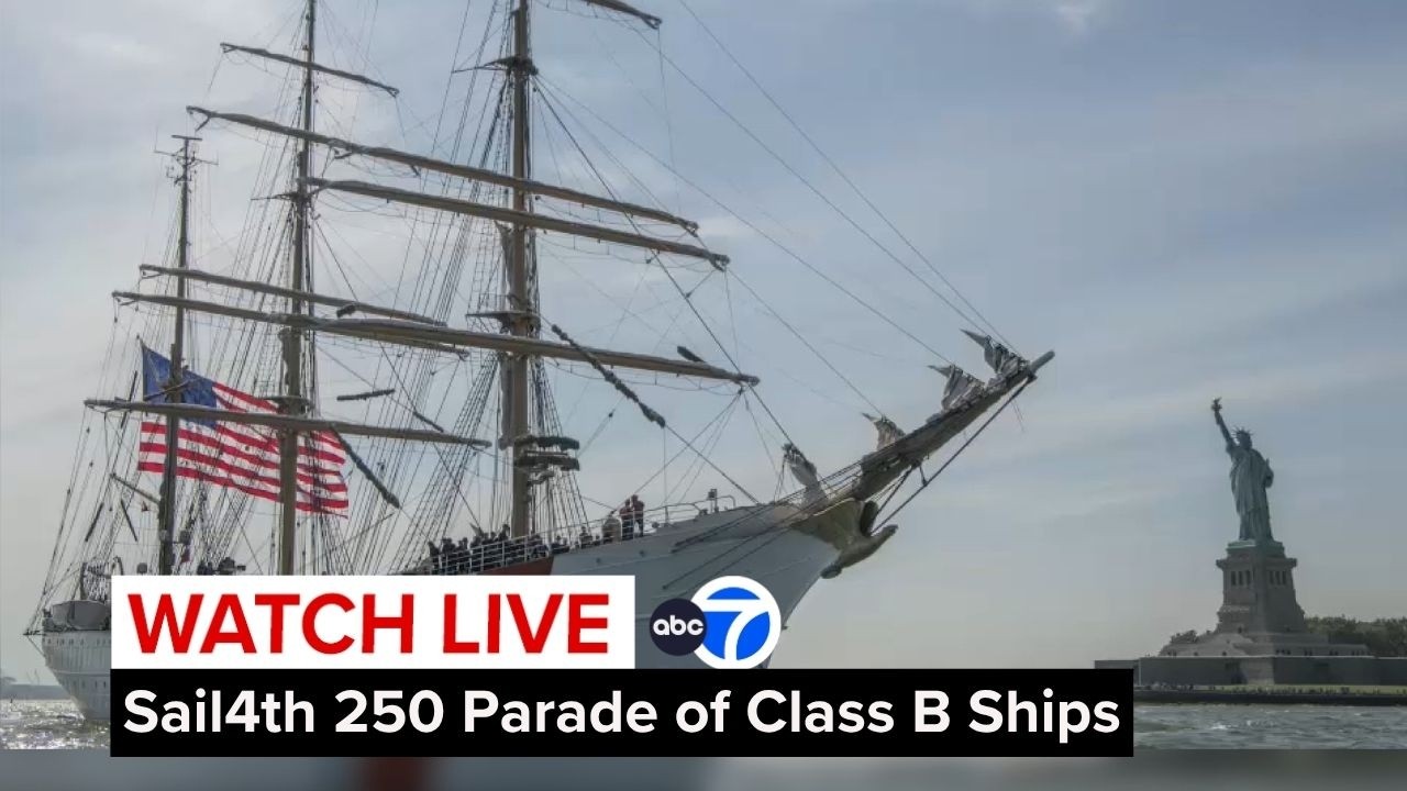 LIVE | Parade of Class B tall ships sails down the East River in New York City