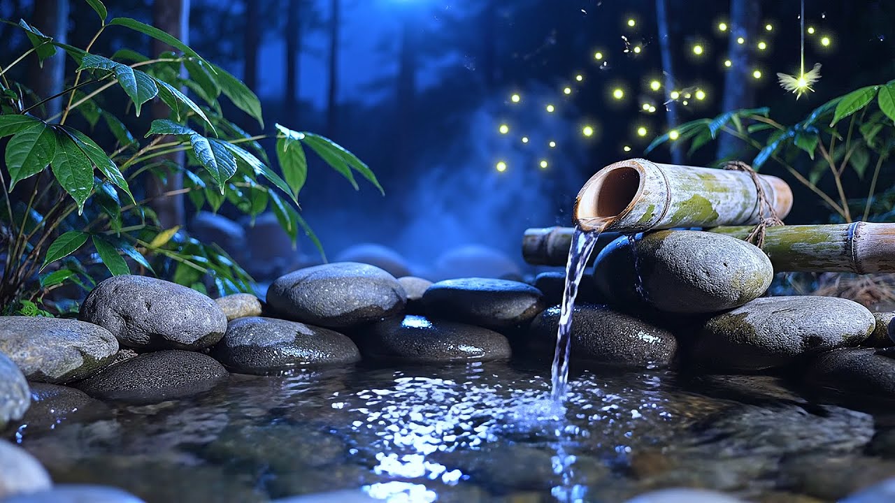 Relaxing Water Stream & Soft Piano 🌙 Night Forest Ambience for Deep Sleep, Study & Meditation