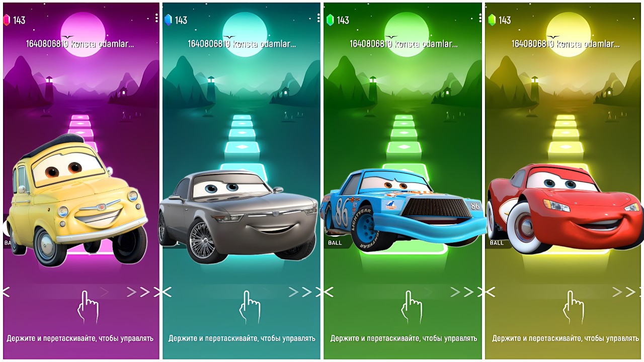 Cars - Luigi 🆚 Sterling 🆚 Chick Hicks 🆚 Lightning McQueen 🎶 Tiles Hop EDM Rush