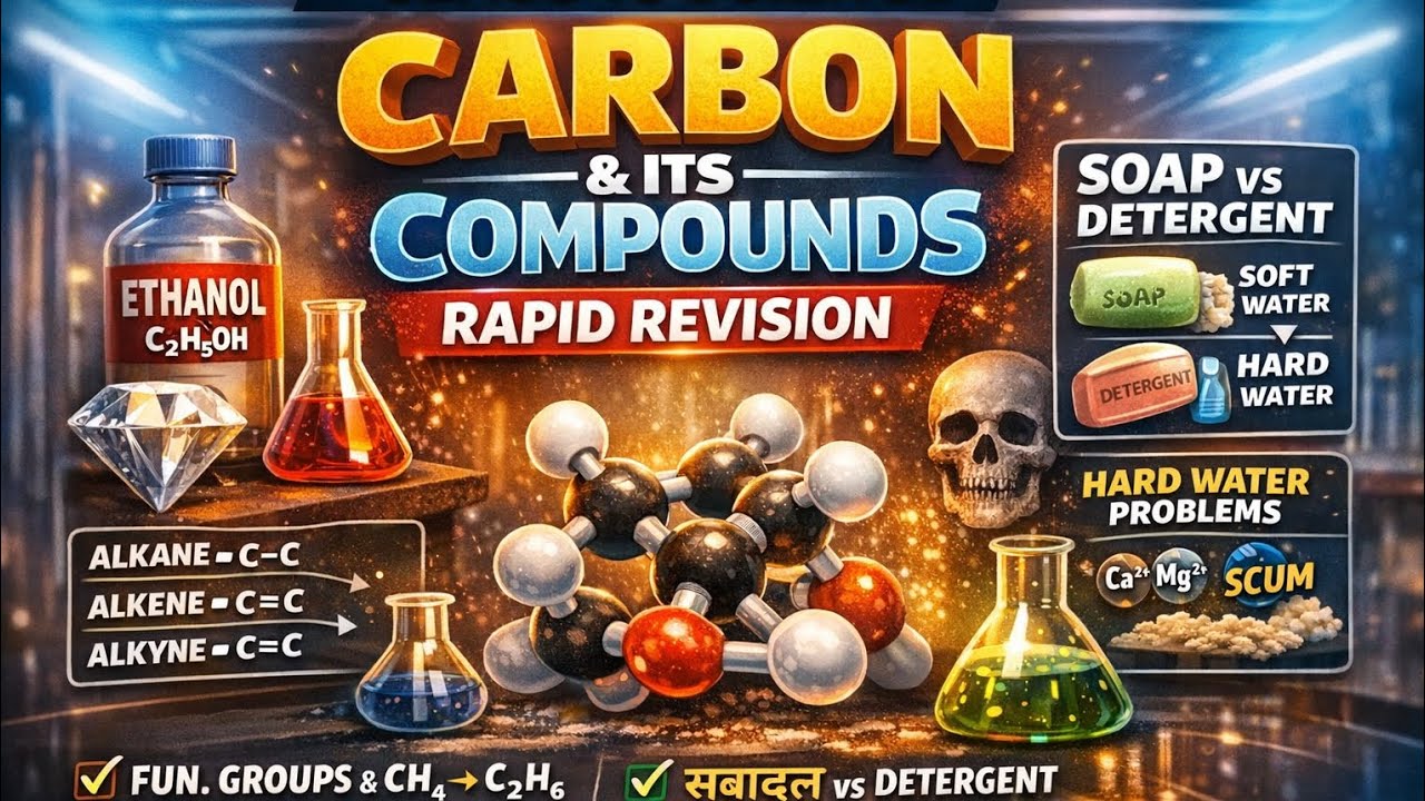 Class 10 Science Chapter 4 🔥 Carbon & Its Compounds | Rapid Revision | Board Exam 2026