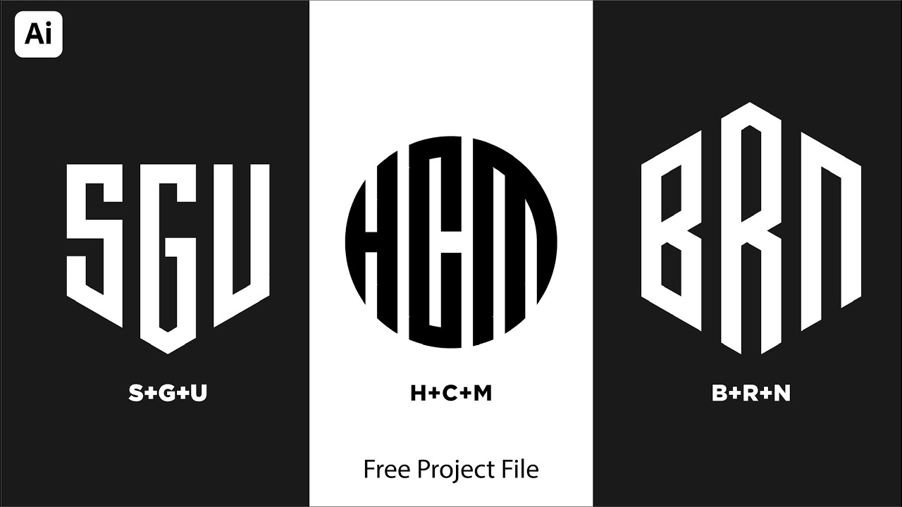 ✅ Design Your Own Monogram Logo in Any Shape | Illustrator Beginner Tutorial + Free Project File!
