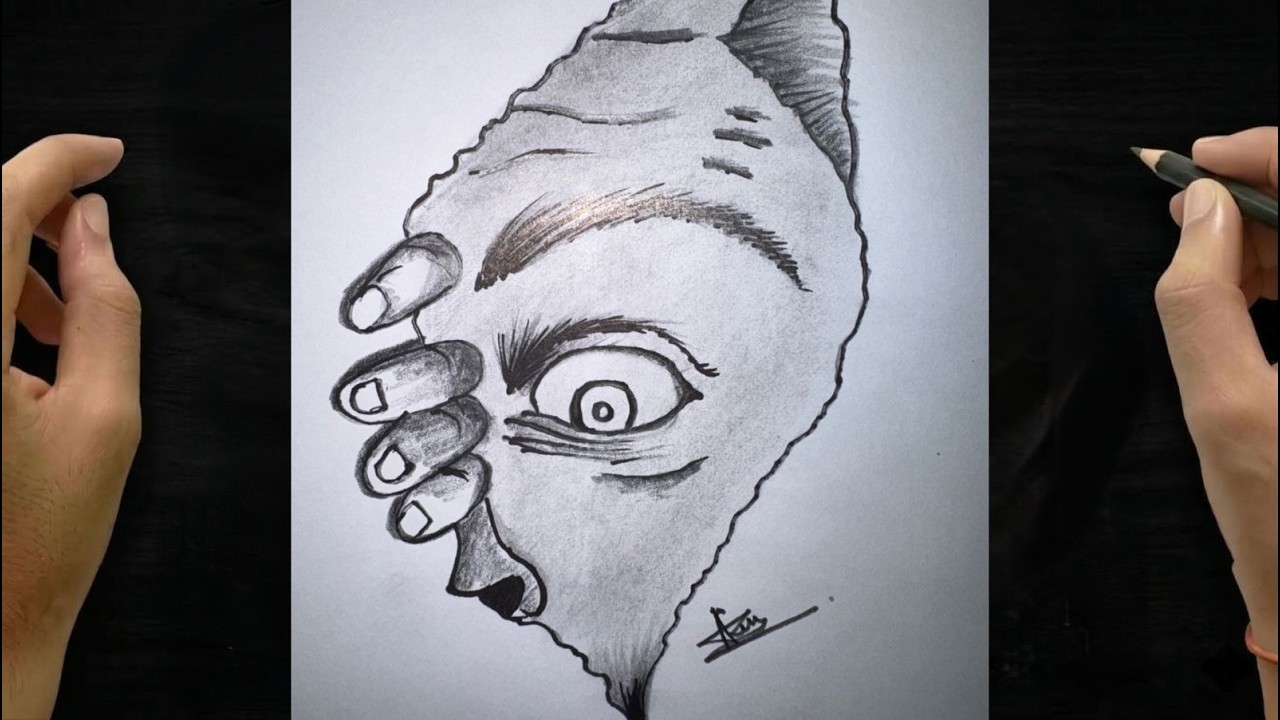 Hidden Face Illusion Drawing | Creepy Pencil Sketch Step By Step #drawingtutorial #illusionart