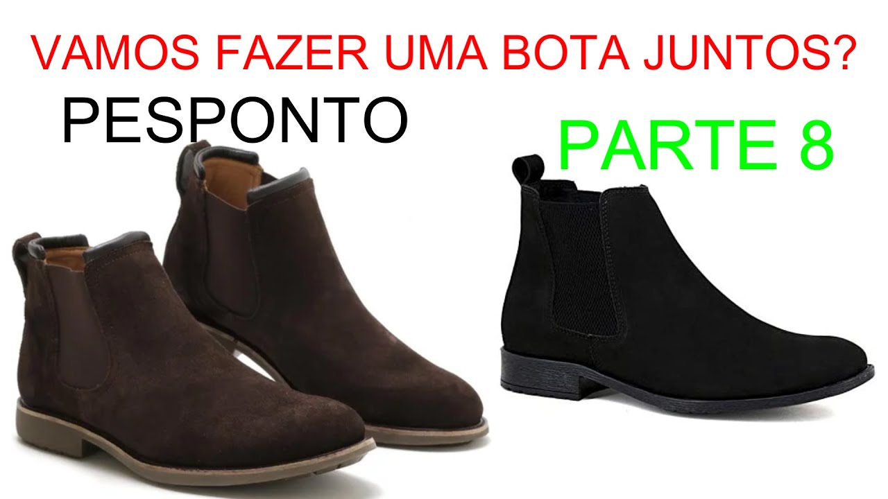 modelagem de calçados costurando uma bota.