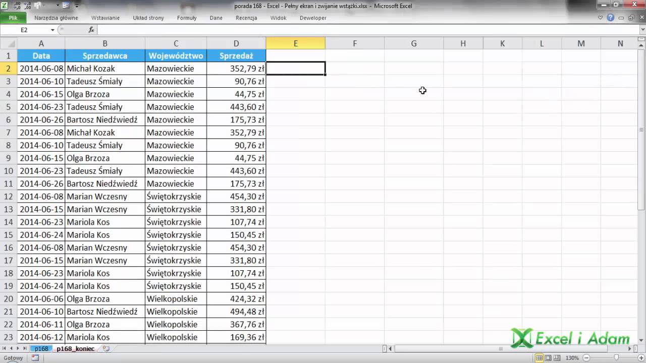 Excel - Pełny ekran i zwijanie wstążki - porada #168