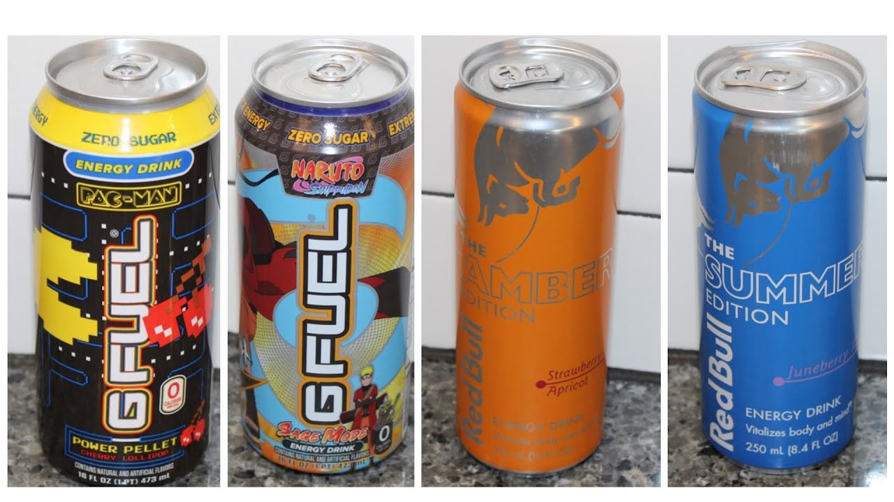 G Fuel Pac-Man Cherry Lollipop, Naruto Shippuden Sage Mode & Red Bull Strawberry Apricot & Juneberry