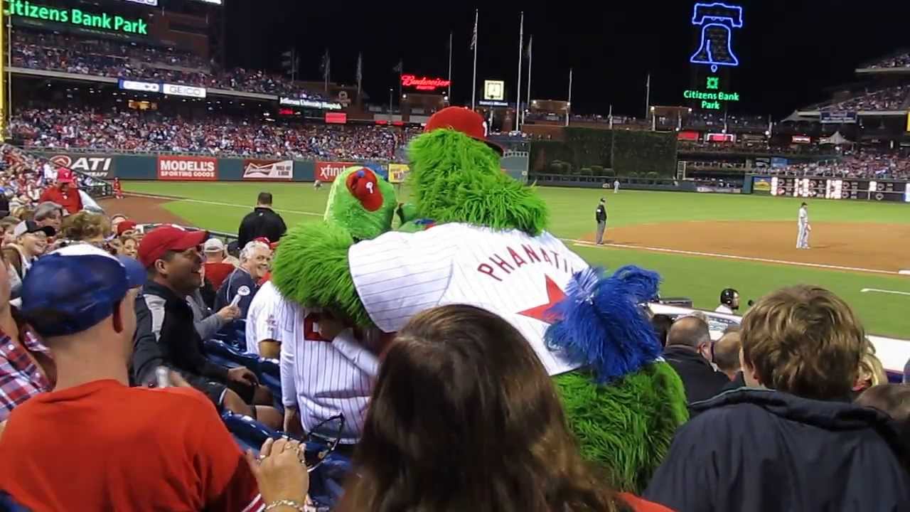 Philly Phanatic causing trouble in the stands.