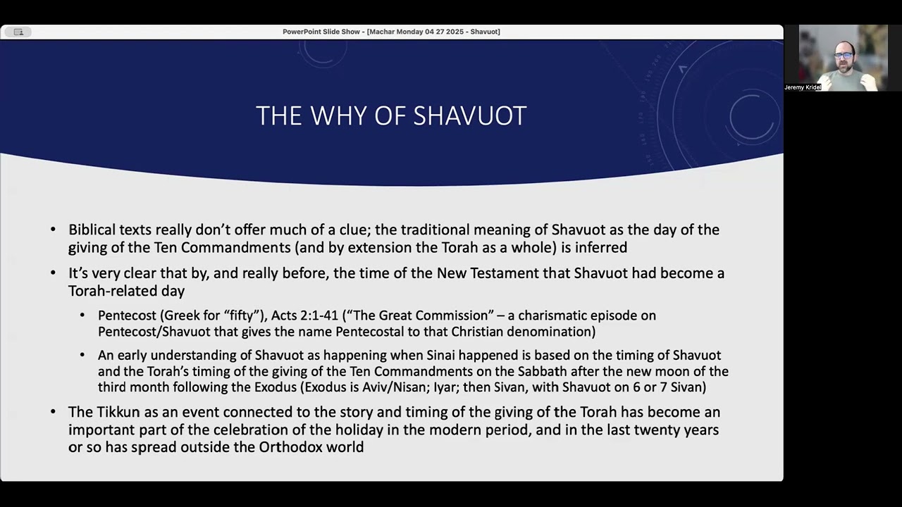 Shavuot - Machar Monday, April 2025