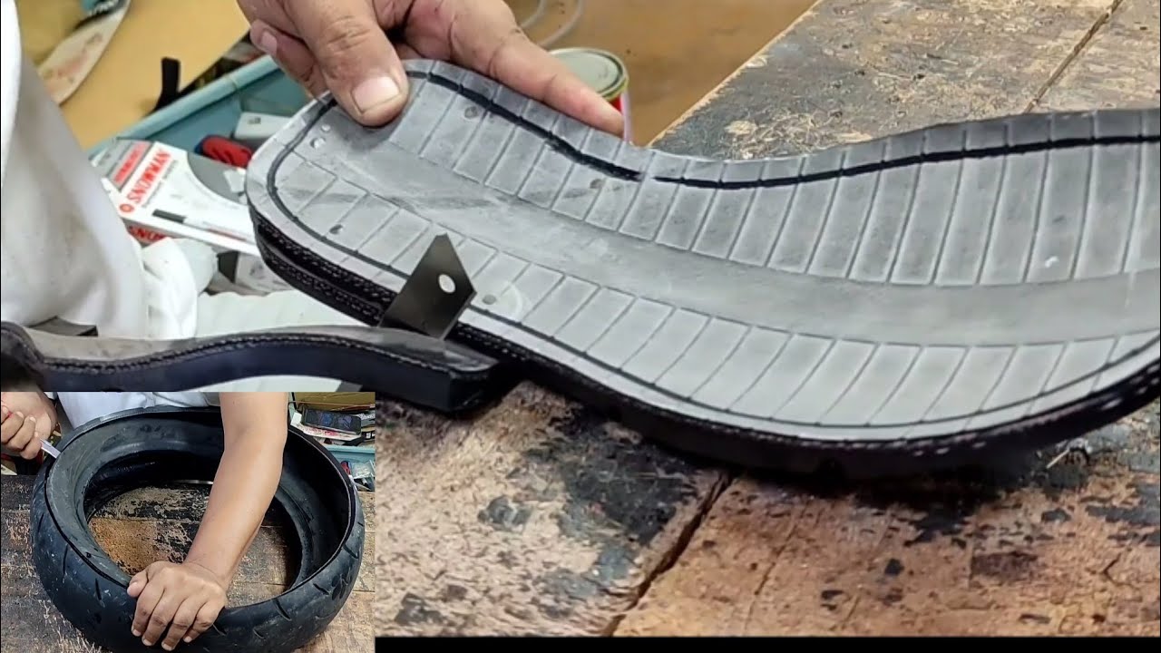 Proses pembuatan sandal dari ban motor bekas
