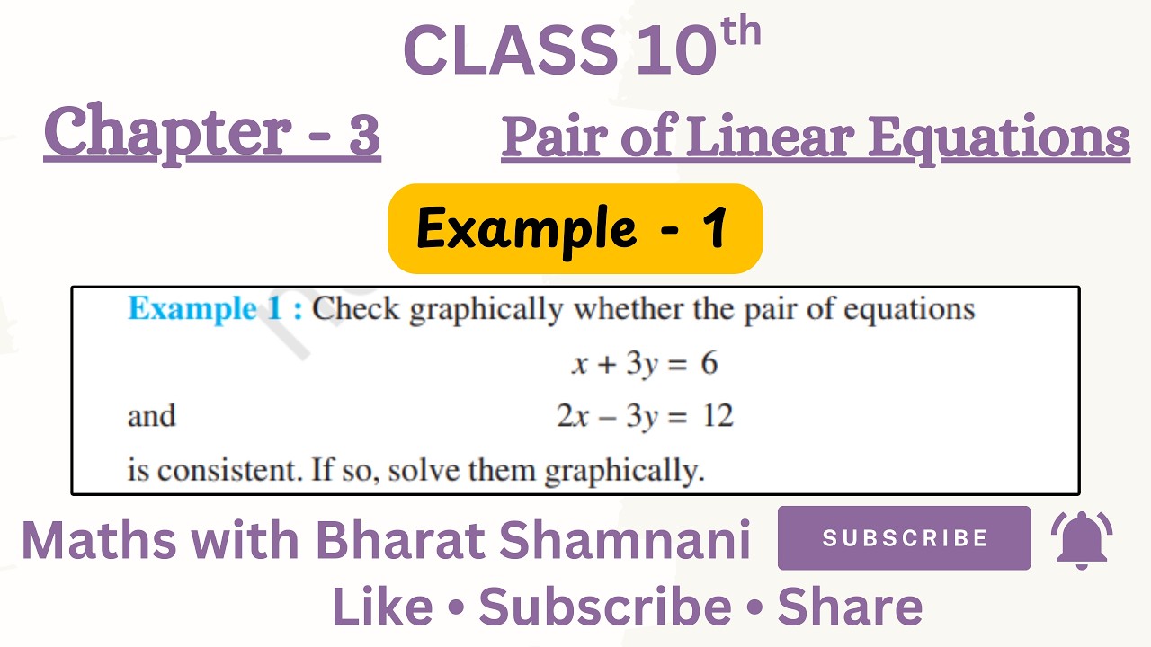 Class 10 Maths Chapter 3 Pair of Linear Equations 🔺 | Example 1 Graphical Method | NCERT 📘