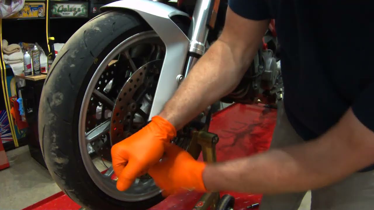 Ducati Monster M1100 Front Wheel Tire Change 17355 miles 848 916 996 998 S2R S4R Multistrada 796