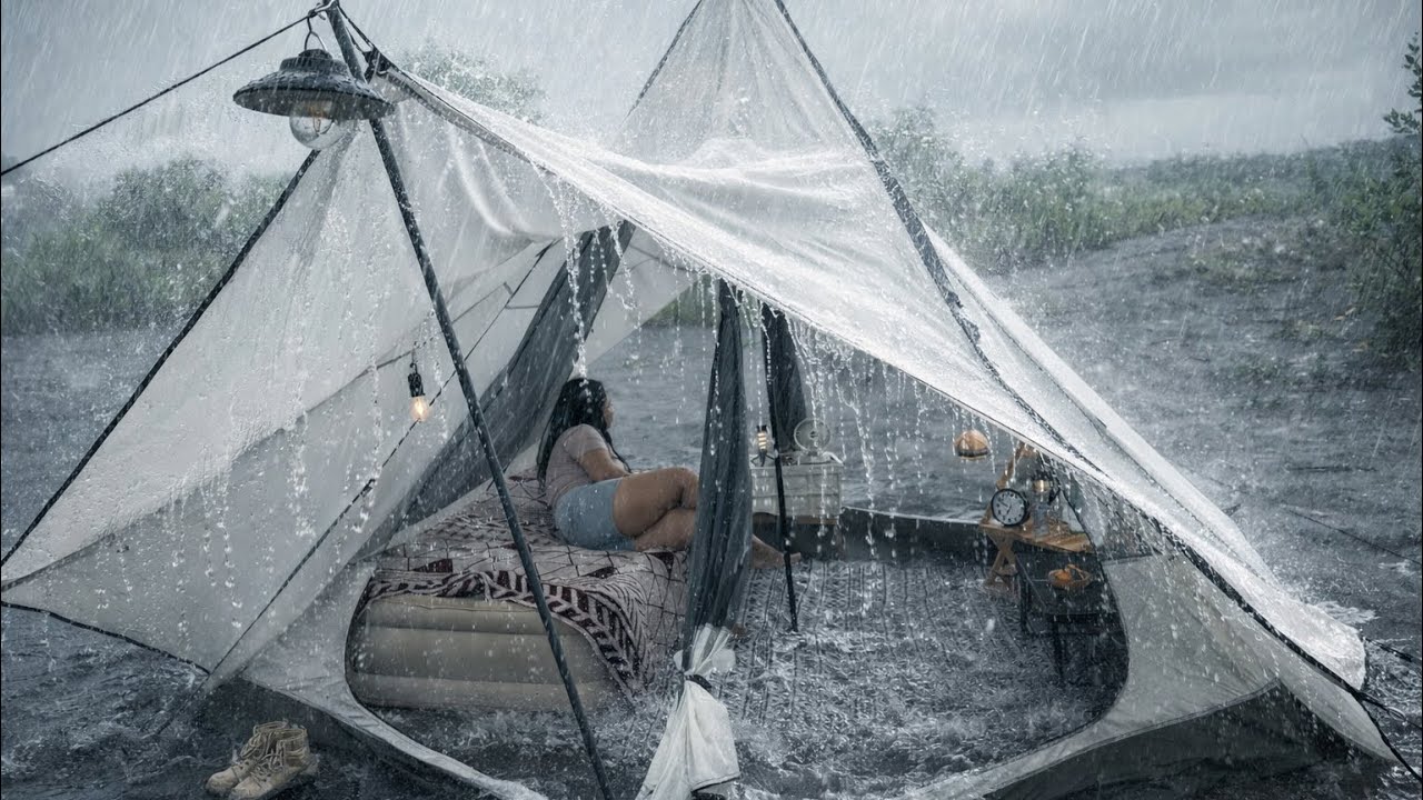 AMAZING ‼️SOLO OVERNIGHT CAMPING THE RAIN - RELAXING IN THE TENT WITH THE SATISFYING OF NATUR-ASMR