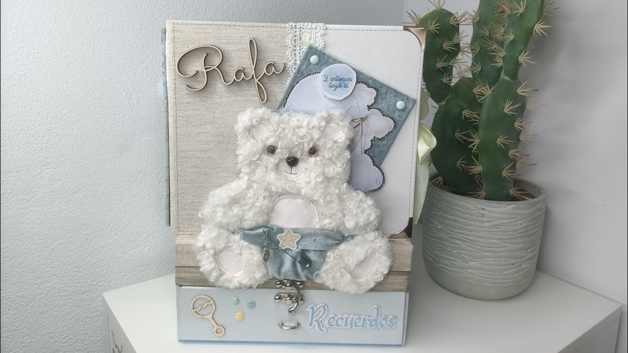 Álbum osito guarda recuerdos de Rafa |regalo bebé | albún bebé | scrabooking | manualidades
