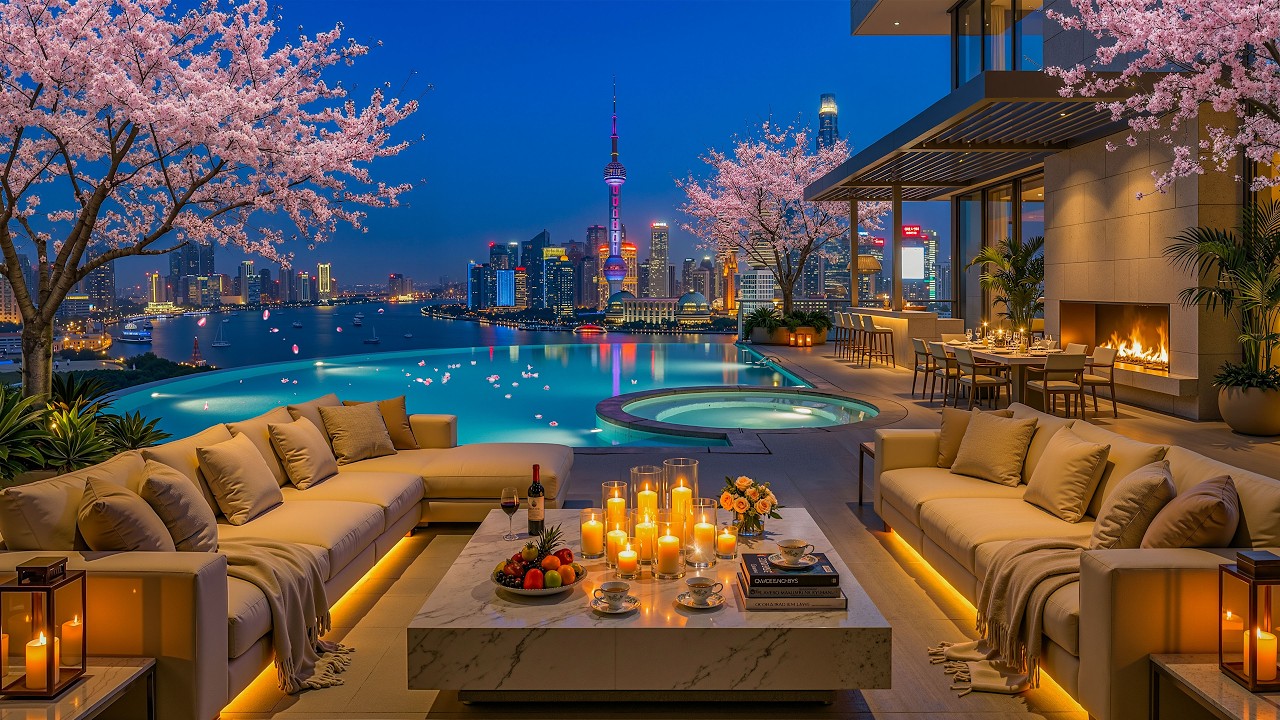 Chill Night Jazz in Shanghai | Cozy Apartment with Relaxing Jazz Piano Music for Sleep