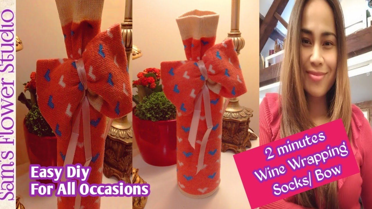 2 minutes Easy DIY | Wine Bottle Wrapping | Using Socks | Bow Socks | Gift For All Occasions
