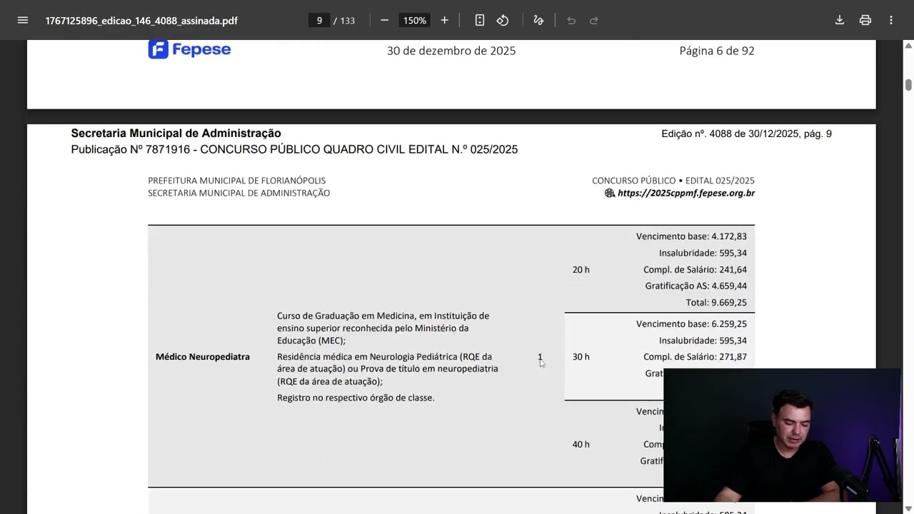 Concurso Florianópolis - Salários de até 21k iniciais - Diversos cargos