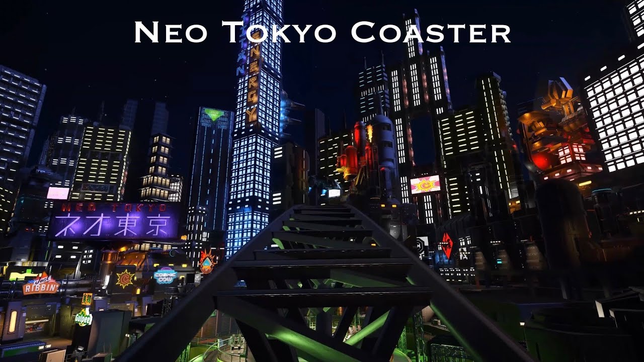 【4K60P】プラネットコースター 東京ジェットコースター「ネオ東京・ナイト」 / Night Neo Tokyo Roller Coaster at Planet Coaster
