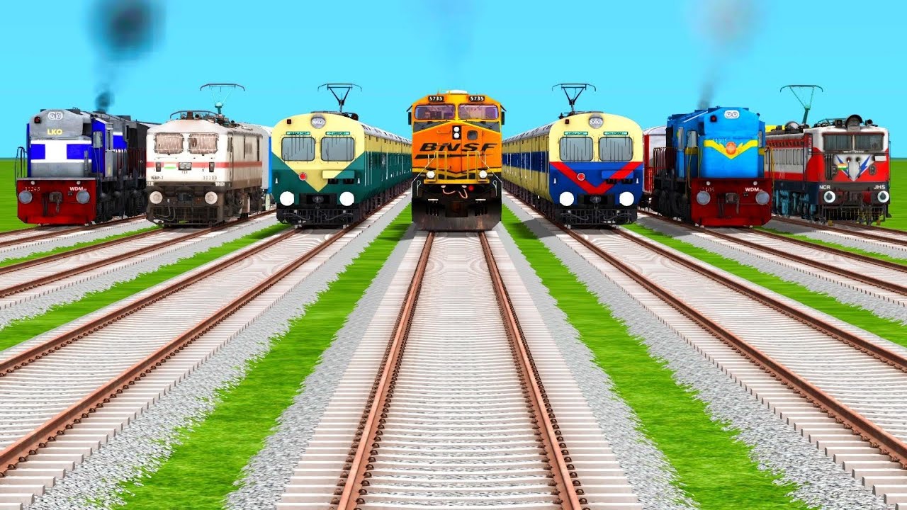 9 Trains Running At Extreme Curved Railroad Tracks Risky Railroad Tracks | train simulator gameplay