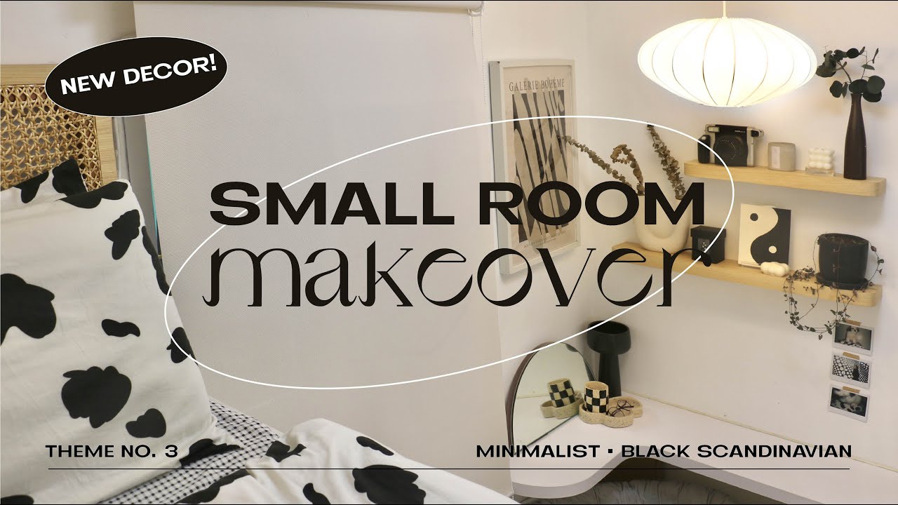 ✿ small room makeover • minimalist , black scandinavian, loft bed ✿