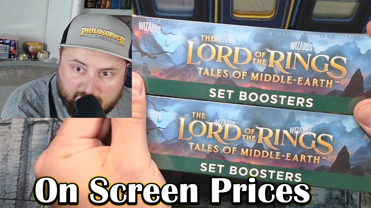 Двойной набор LOTR SET Box Opening - MTG - Властелин колец с ценами на экране