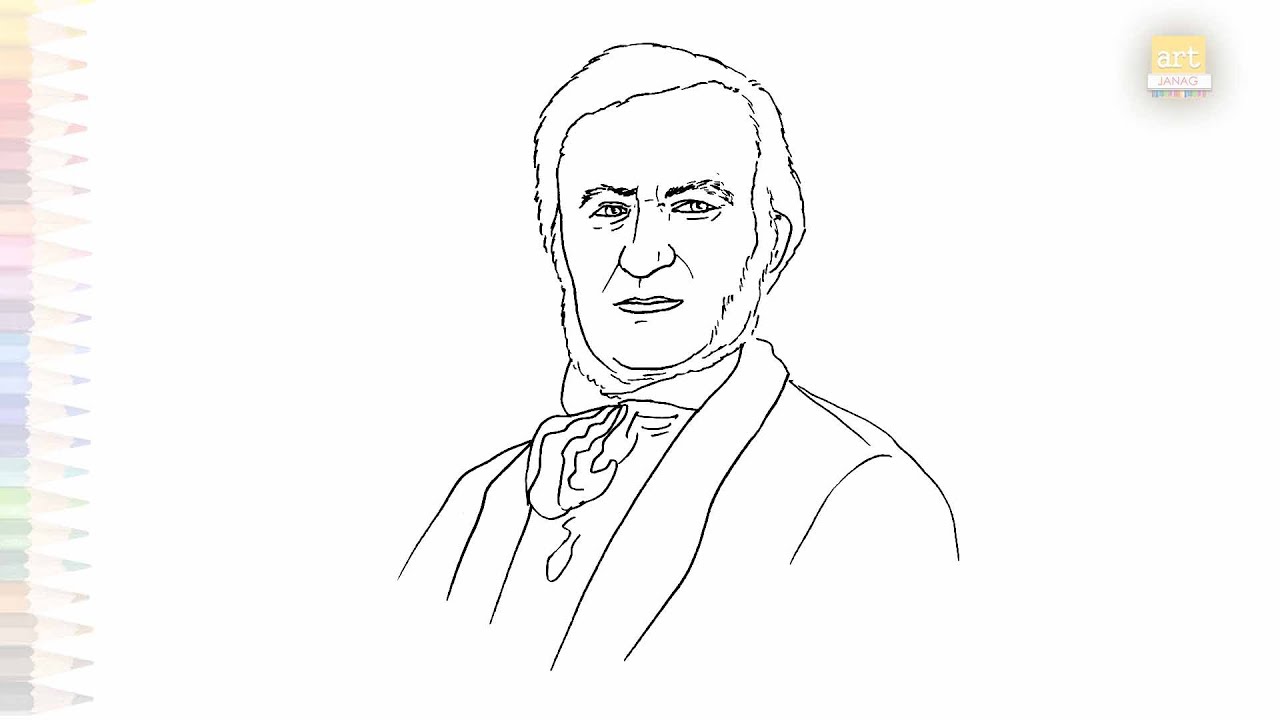 Richard Wagner portrait drawing easy | Art sketches | How to draw Richard Wagner step by step