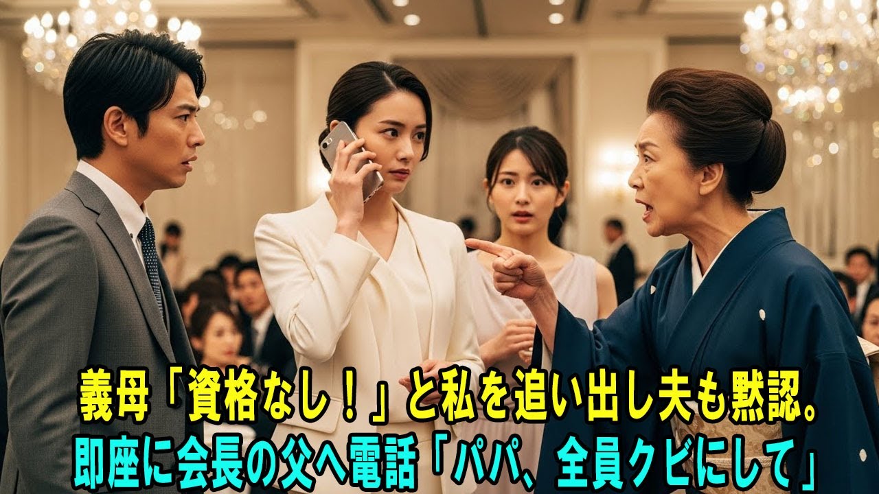 義母「資格なし！」と私を追い出し夫も黙認。即座に会長の父へ電話「パパ、全員クビにして」 #感動の物語 #AIストーリー