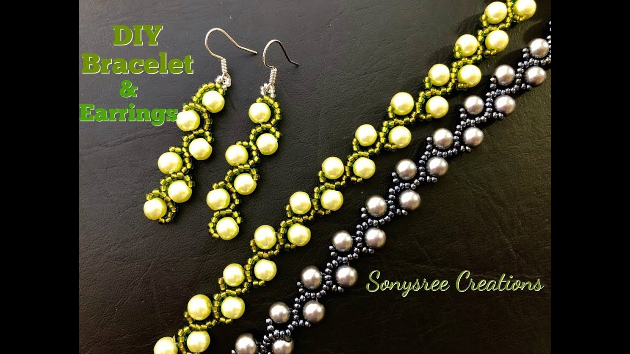 Pearl vine Bracelet & Earrings Updated video for Beginners.Super Easy Tutorial
