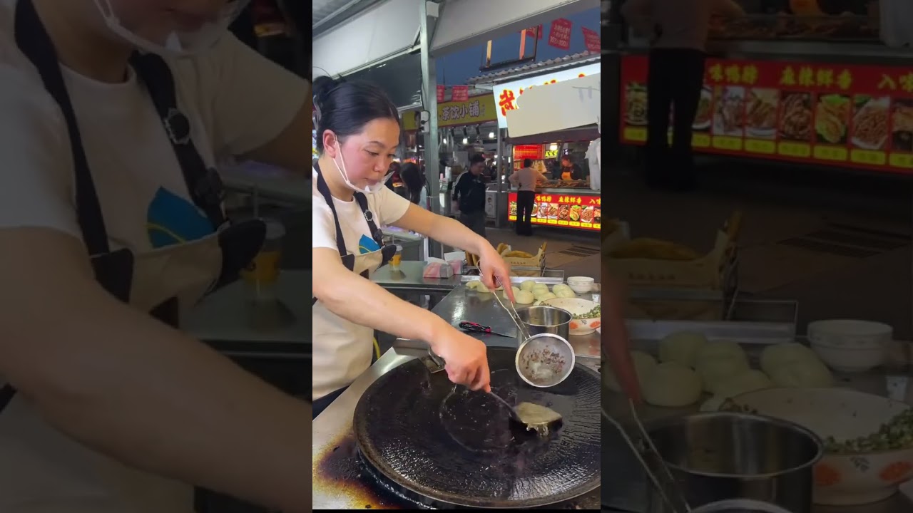 如果葱油饼有段位，这位姐姐绝对是“最强王者”！ 看她做饼是享受，吃她做的饼是幸福#地方特色美食