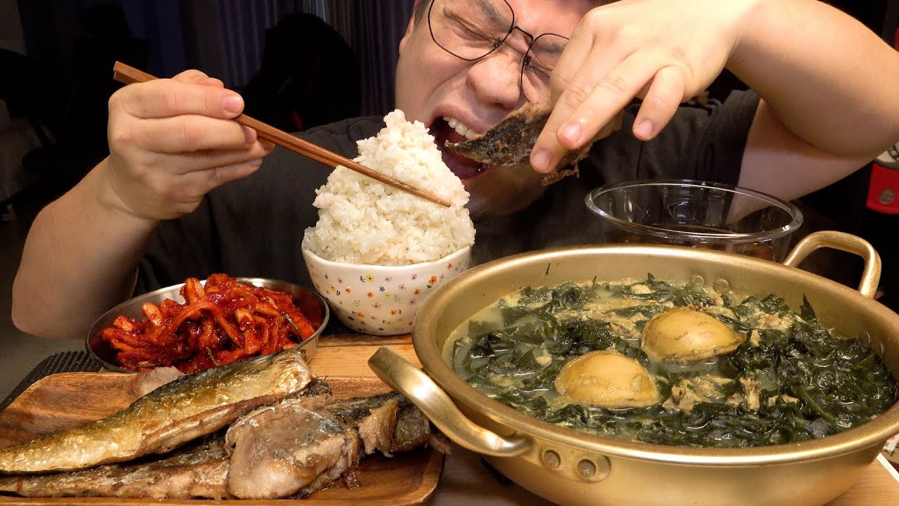 먹방창배 기장 미역으로 전복미역국이 이렇게나 쉽게 고등어구워서 백반으로 대박 레전드 먹방 sea mustard soup eatingshow realsound koreanfood M