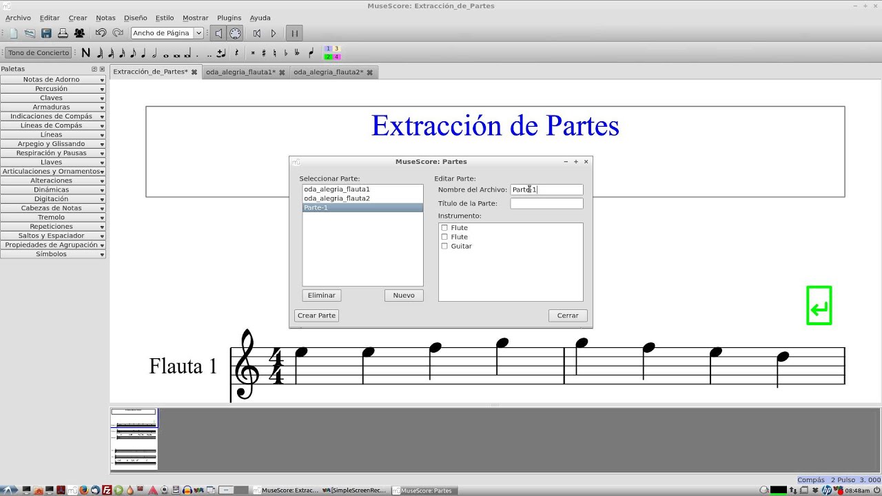 Tutorial de MuseScore, Parte 8: Cómo Extraer Partes