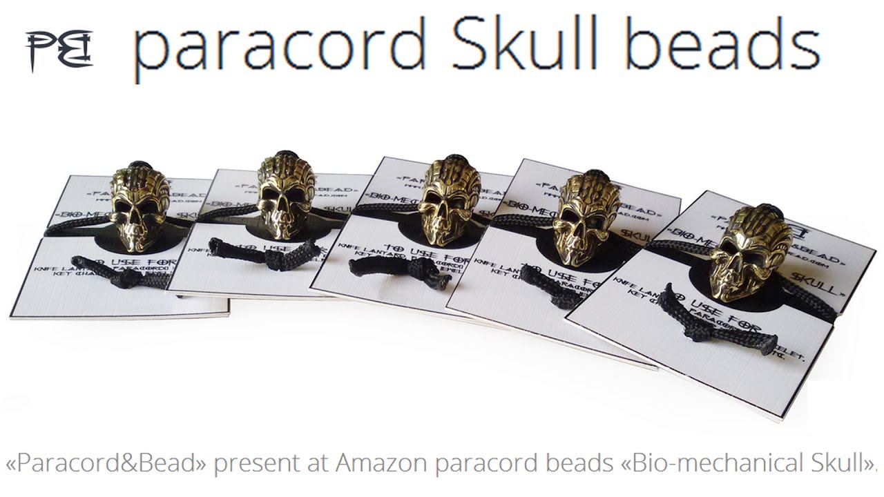 Skull beads for paracord bracelet, lanyard etc. | bead «Bio-mechanical Skull»