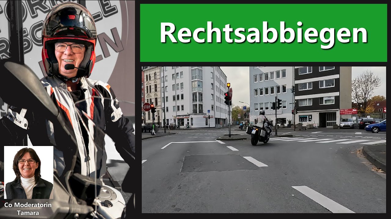 Rechtsabbiegen mit einem Motorrad