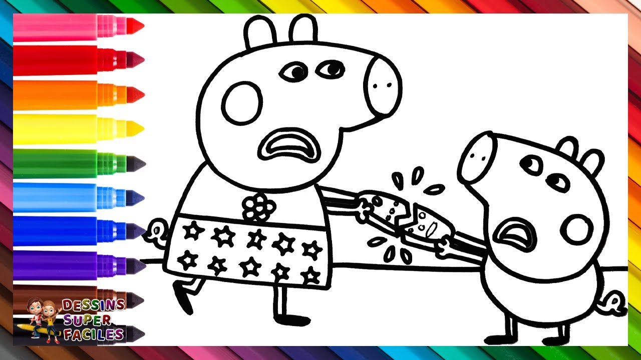 Dessine et colorie Peppa Pig et George Pig qui se disputent la télécommande 🐷📺💥 Dessins Pour Enfants
