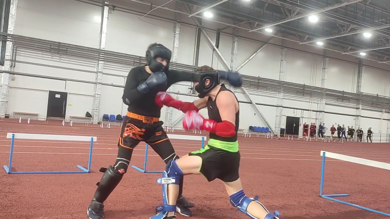 Boxing sparring primarily with the front hand